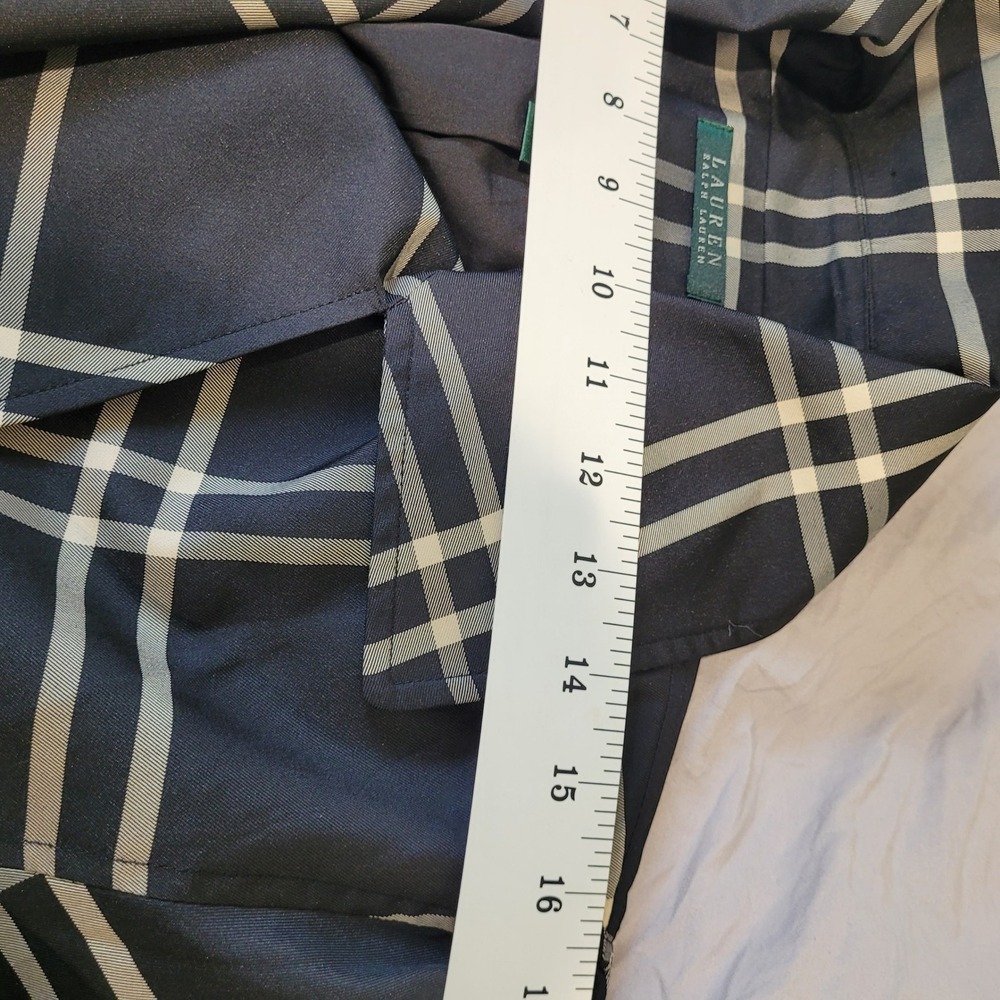 Lauren Ralph Lauren black Plaid Double Breasted Belted Trench Coat Large - Picture 8 of 16